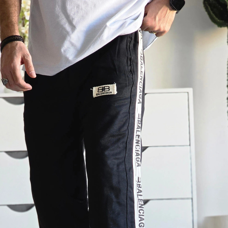 شلوار اسلش نیم بگ بغل نوار بالنسیاگا مشکی فلازت سایز XL XXL XXXL