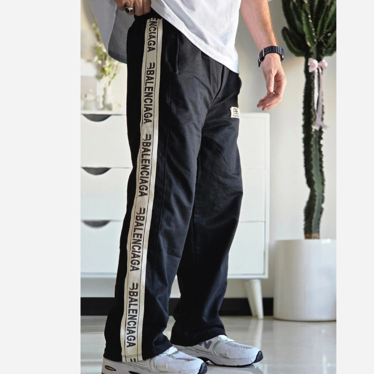 شلوار اسلش نیم بگ بغل نوار بالنسیاگا مشکی فلازت سایز XL XXL XXXL