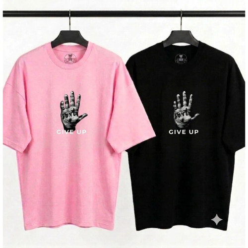 تیشرت نخ پنبه پسرانه و دخترانه طرح Dont Give up رنگ مشکی و صورتی