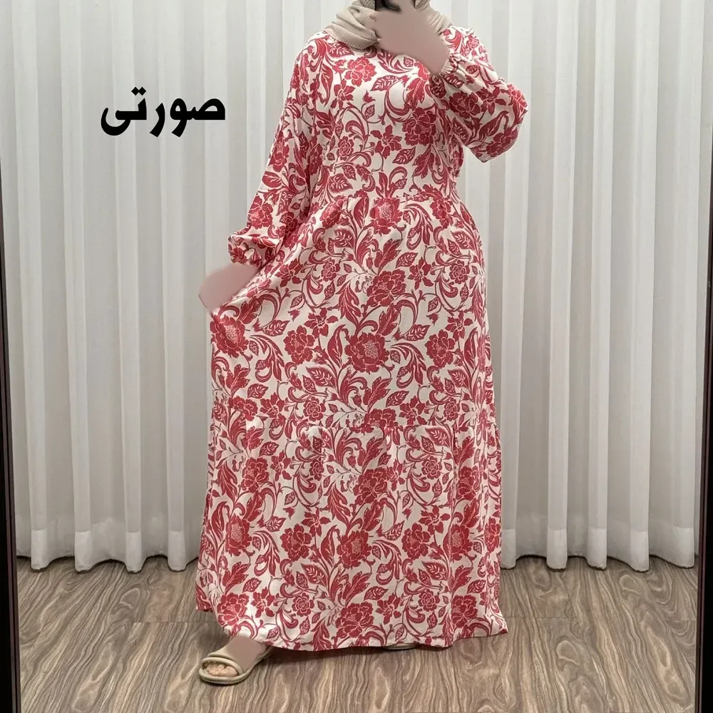 پیراهن فلور بوگاتی مدل ایوبی فری سایز زنانه تا سایز 46 چهارفصل شیک و راحت با کمربند سایه نمیاندازد