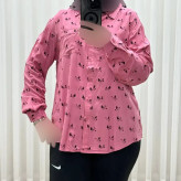 شومیز وارداتی نخی مدل Bird کد 1364 فری سایز تا 50 تنخور شیک چهارفصل زنانه و دخترانه