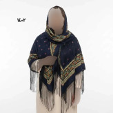 روسری ترکمن اصل کد 1402 ترکیه جنس نخی قواره 140-150 سانت ریشه دستباف 4 فصل