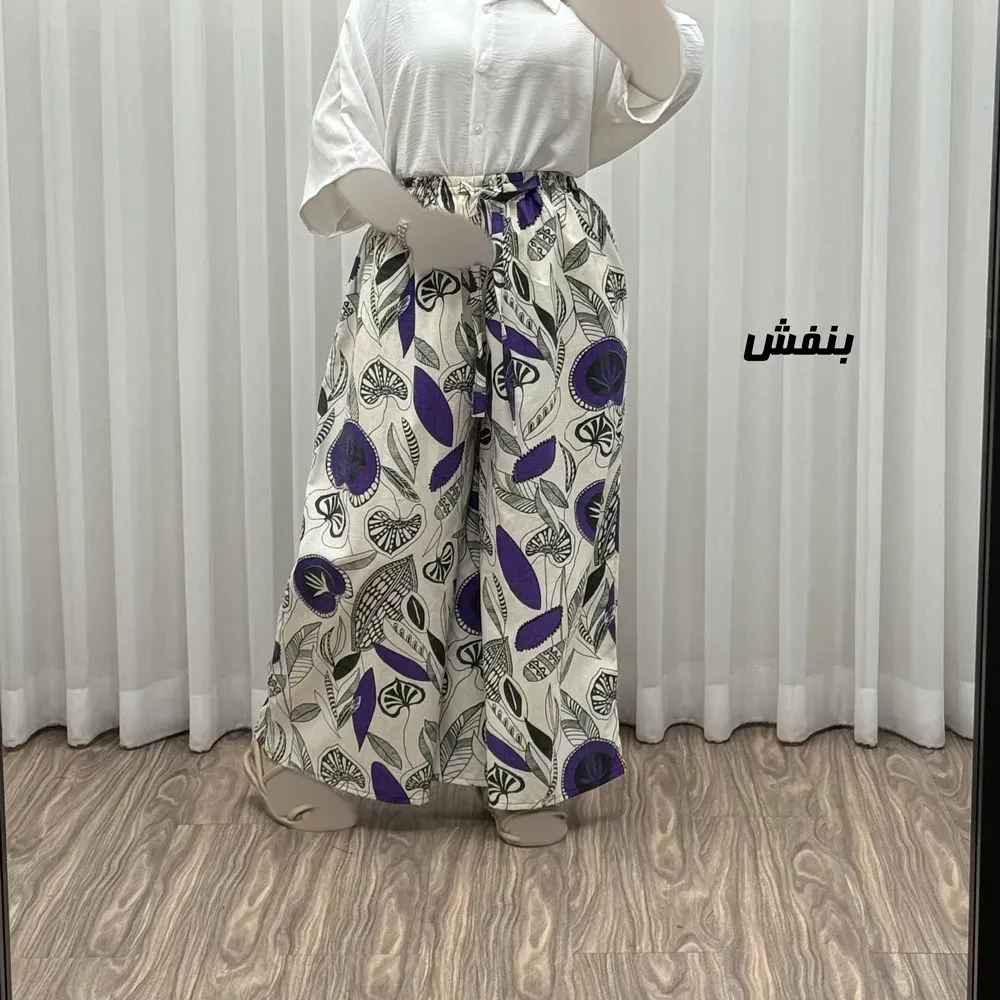 دامن شلواری لنین زنانه فری سایز مناسب تا سایز 50 کد P1793