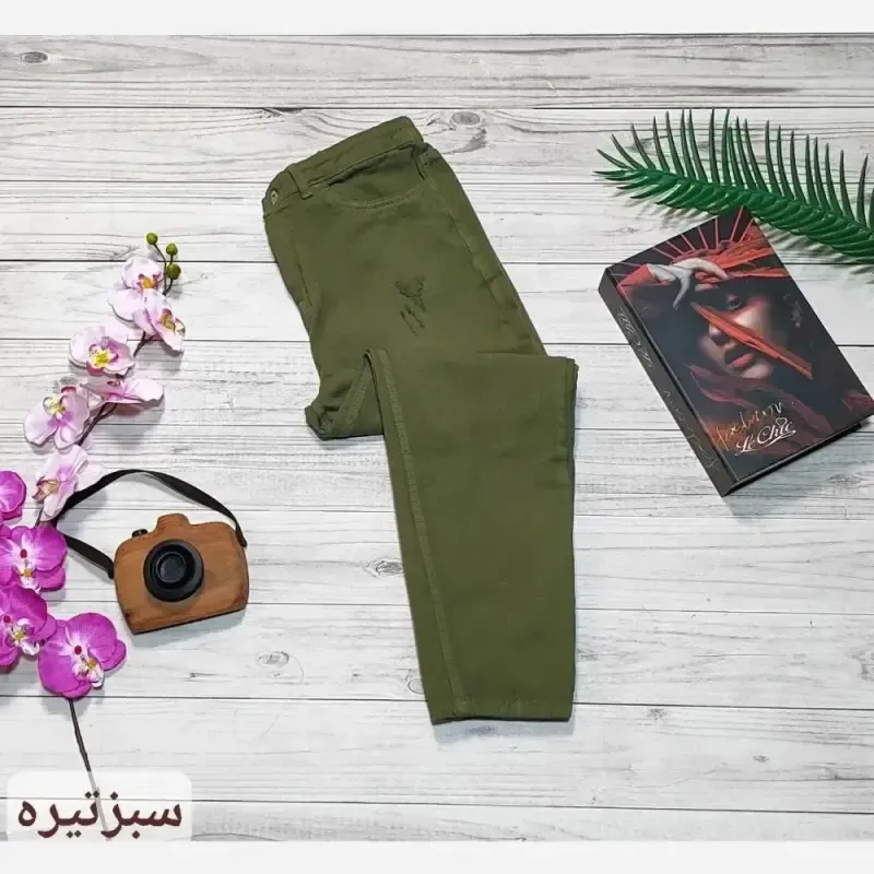 شلوار جین مام فیت زنانه پشت کمر کش رنگی سایز 36 تا 46