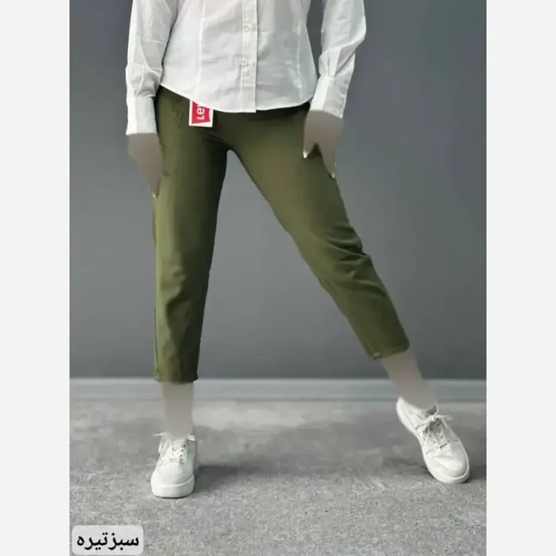 شلوار جین مام فیت زنانه پشت کمر کش رنگی سایز 36 تا 46