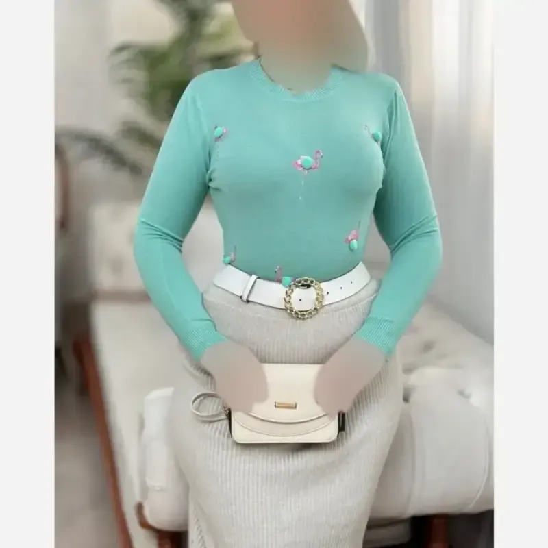بلوز بافت گپ وارداتی مدل فلامینگو گرم بالا فری سایز
