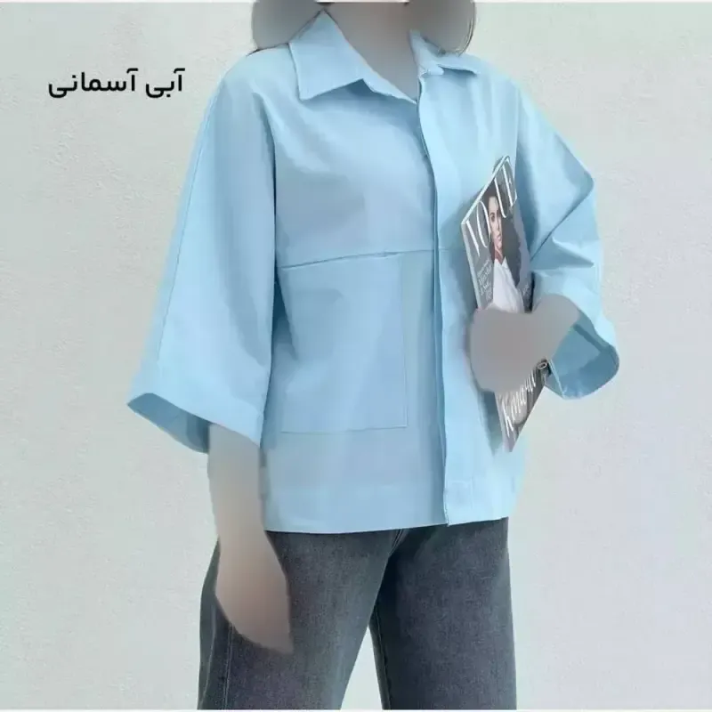 شومیز باکسی دوجیب لینن پنبه مدل دلبهار فری سایز