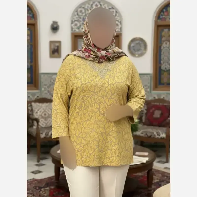 شومیز نگین دار کیمانو مدل تابان ژاکارد ویسکوز سایز بزرگ