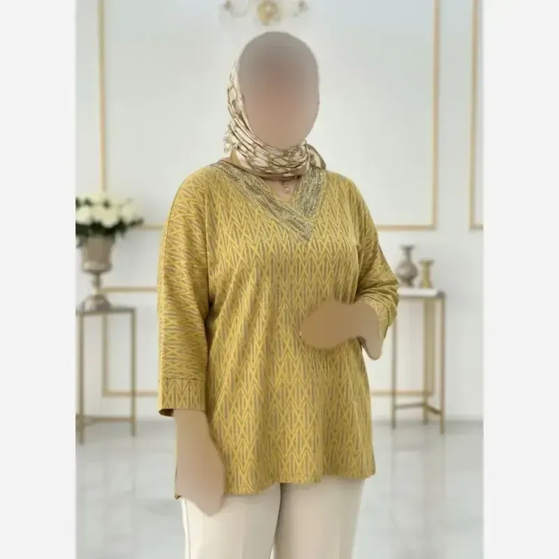 شومیز نگین دار کیمانو مدل یاس جنس ژاکارد ویسکوز فری سایز
