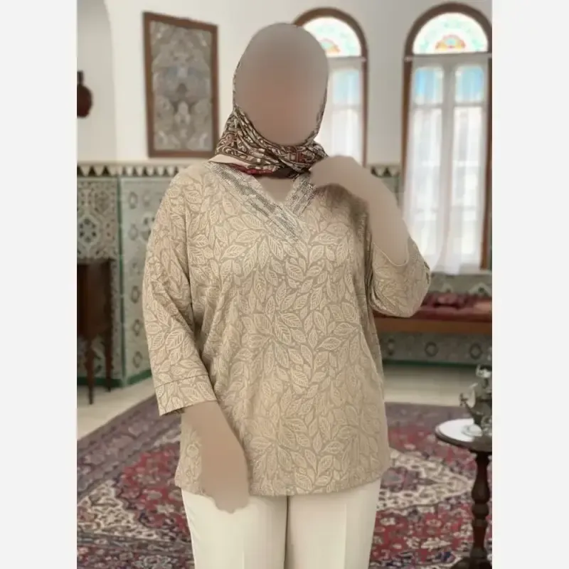 شومیز نگین دار کیمانو مدل تابان ژاکارد ویسکوز سایز بزرگ