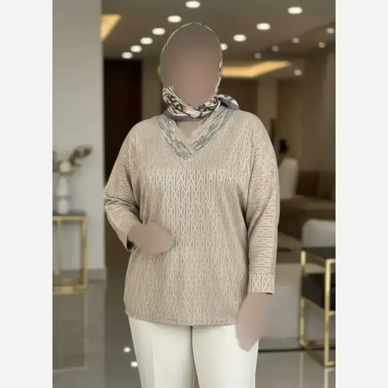 شومیز نگین دار کیمانو مدل یاس جنس ژاکارد ویسکوز فری سایز