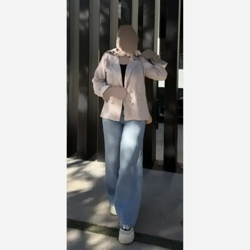 کت راه راه زنانه مدل هیلدا جنس لینن زارا سایز 38 تا 46 جلوباز جیب نما