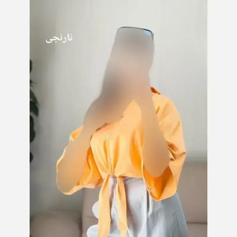شومیز جلو گره ای لینن پنبه مدل تبسم فری سایز