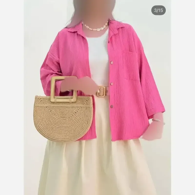 شومیز زنانه مدل پادینا پارچه اطلس تک جیب فری سایز