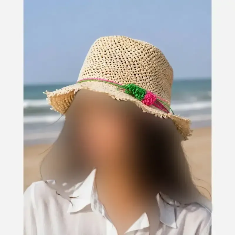 کلاه حصیری وارداتی فریسایز لبه 4 سانت