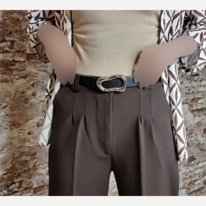 کمربند زنانه مشکی یراق نقره ای عرض 3 سانت مدل ساده و دوخت دار