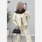 کت کراپ زنانه مدل ترنج جنس تی سی وارداتی فری سایز کمربند دار