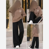 ست دو تیکه تیشرت یقه زیپ و شلوار بگ گلکسی نخ پنبه اعلاء فری سایز تا 48