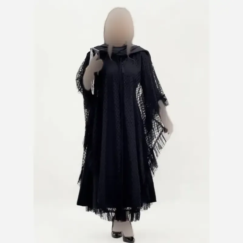 سارافن و رویه مجلسی زنانه جنس بوگاتی و دانتل رنگ مشکی سایز فری 38 تا 46
